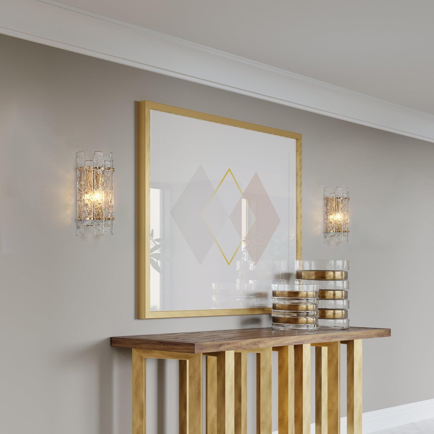 1-Light Brass Wall Sconce with Textured Glass - Belles Lighting