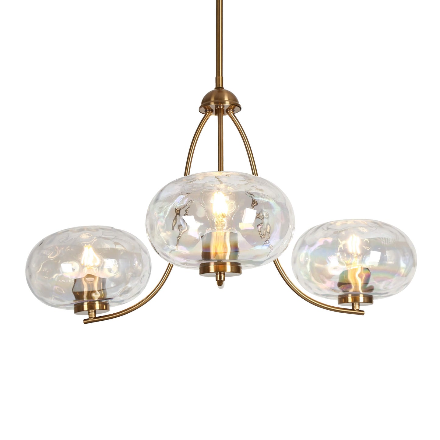 Modern 3-Light Wheel Chandelier with Colored Glass Shade