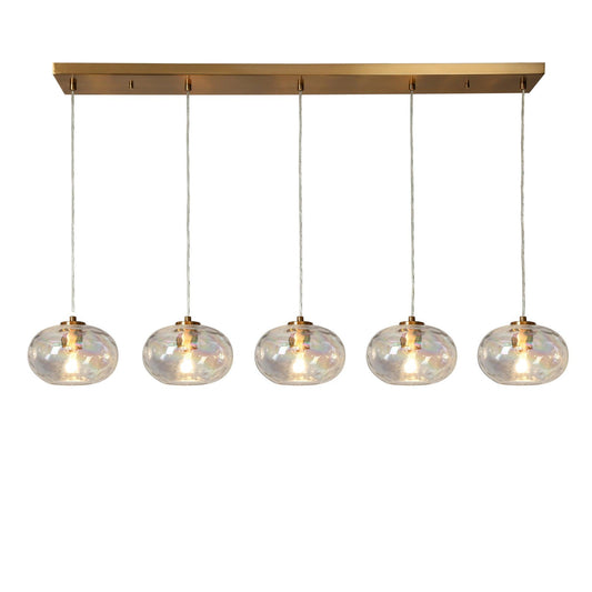 5-Light Kitchen Island Linear Chandelier with Colorful Glass Shade - Belles Lighting