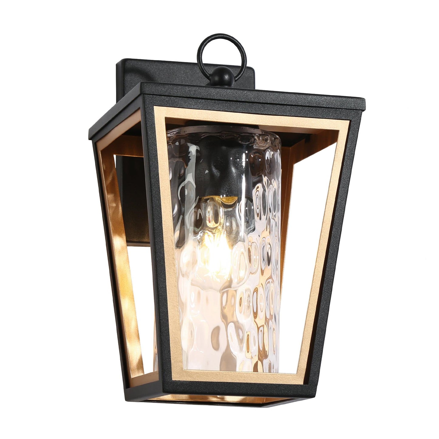 Hewifda 12"H 1-Light Black and Brass Outdoor Wall Sconce