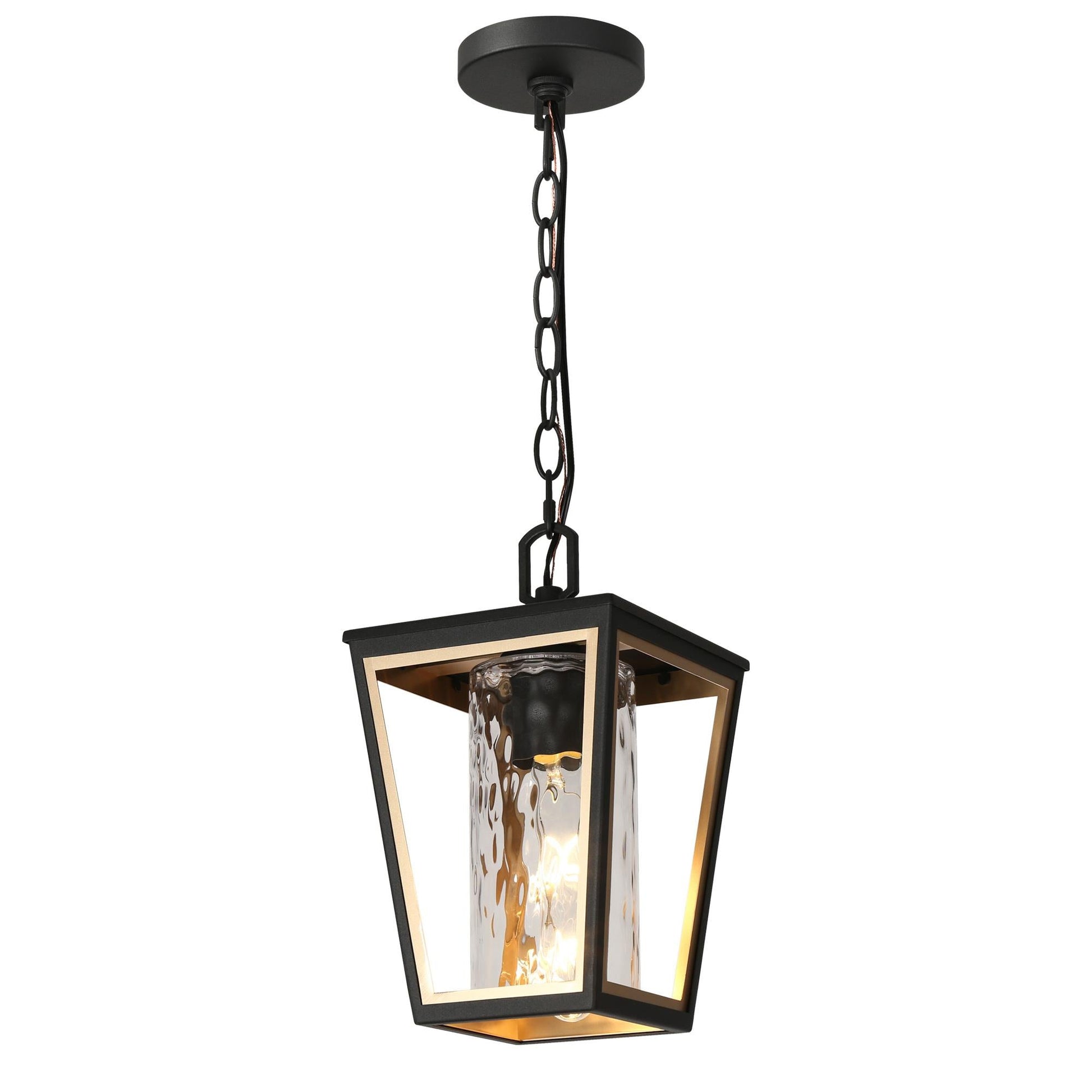 Hewifda 1-Light Mini Black and Brass Outdoor Pendant Light