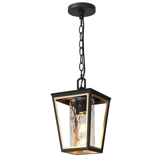 Hewifda 1-Light Mini Black and Brass Outdoor Pendant Light