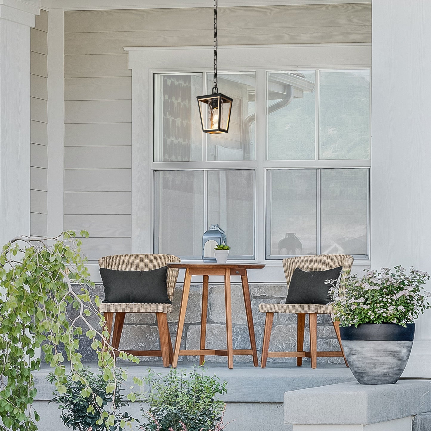 Hewifda 1-Light Mini Black and Brass Outdoor Pendant Light