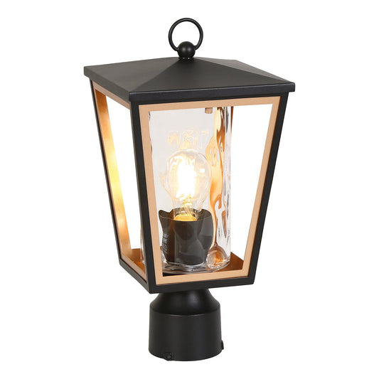 15.7"H 1-Light Black and Gold Outdoor Post Light