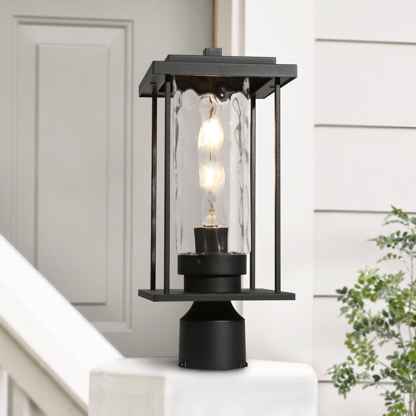 Mangosteen 15.7"H 1-Light Black Outdoor Post Light