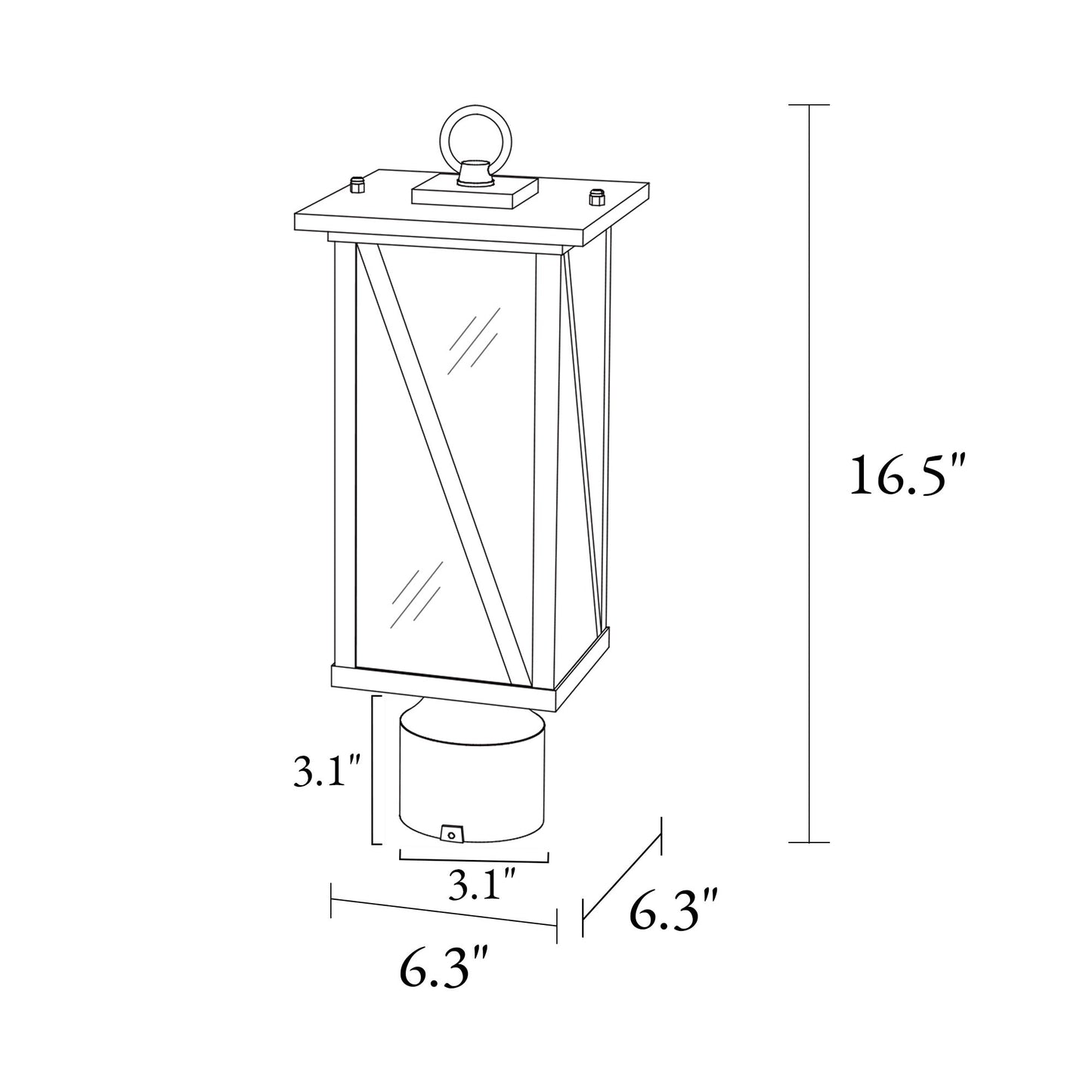 Saturninus 16.5"H 1-Light Black Outdoor Post Light