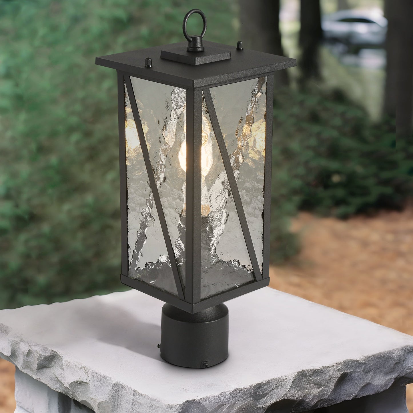 Saturninus 16.5"H 1-Light Black Outdoor Post Light