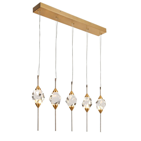 5-Light Crystal LED Linear Chandelier Island Lights - Belles Lighting