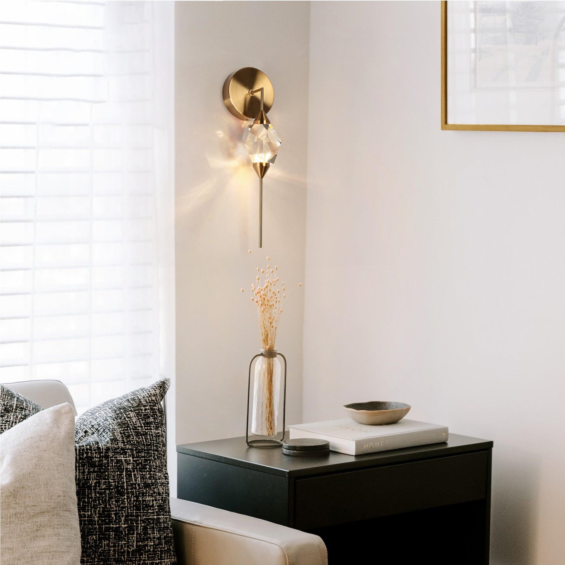 1-Light LED Gold Crystal Wall Sconce - Belles Lighting