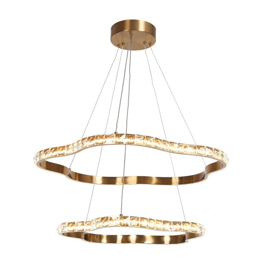 Gold Crystal 2-Tier LED Chandelier Lights - Belles Lighting