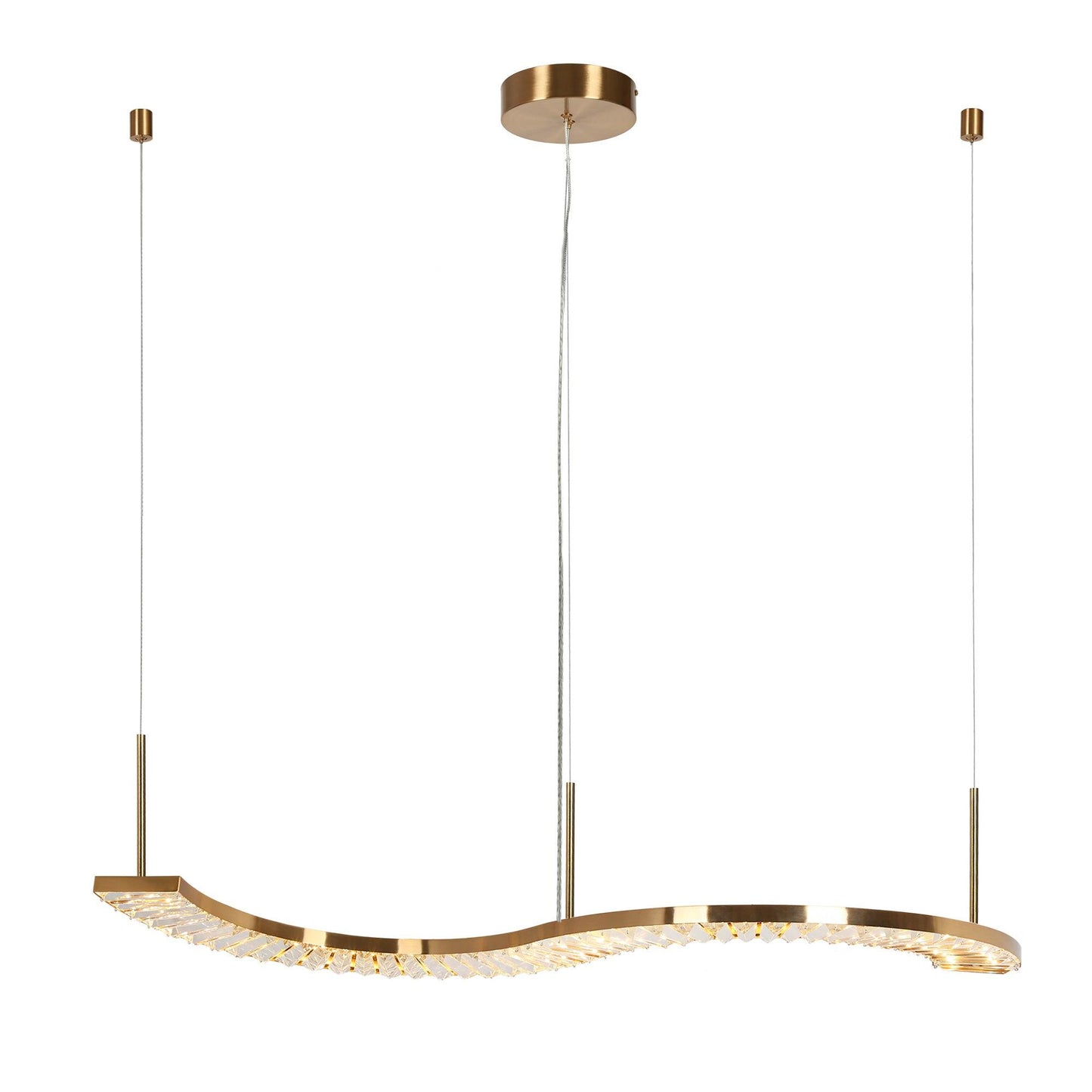 1-Light Gold Crystal LED Kitchen Island Chandeliers - Belles Lighting