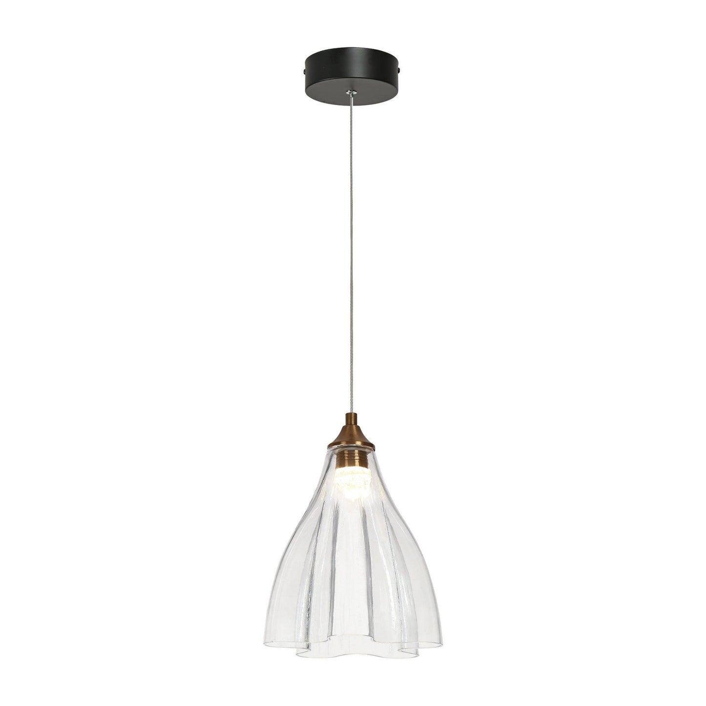 1-Light LED Gold Black Glass Pendant Lights - Belles Lighting