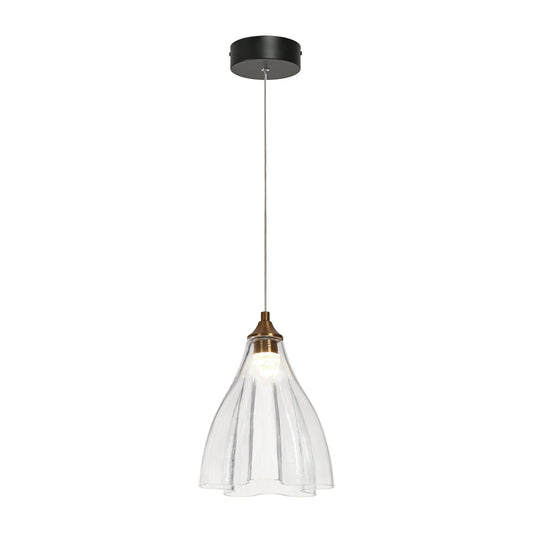 1-Light LED Gold Black Glass Pendant Lights - Belles Lighting