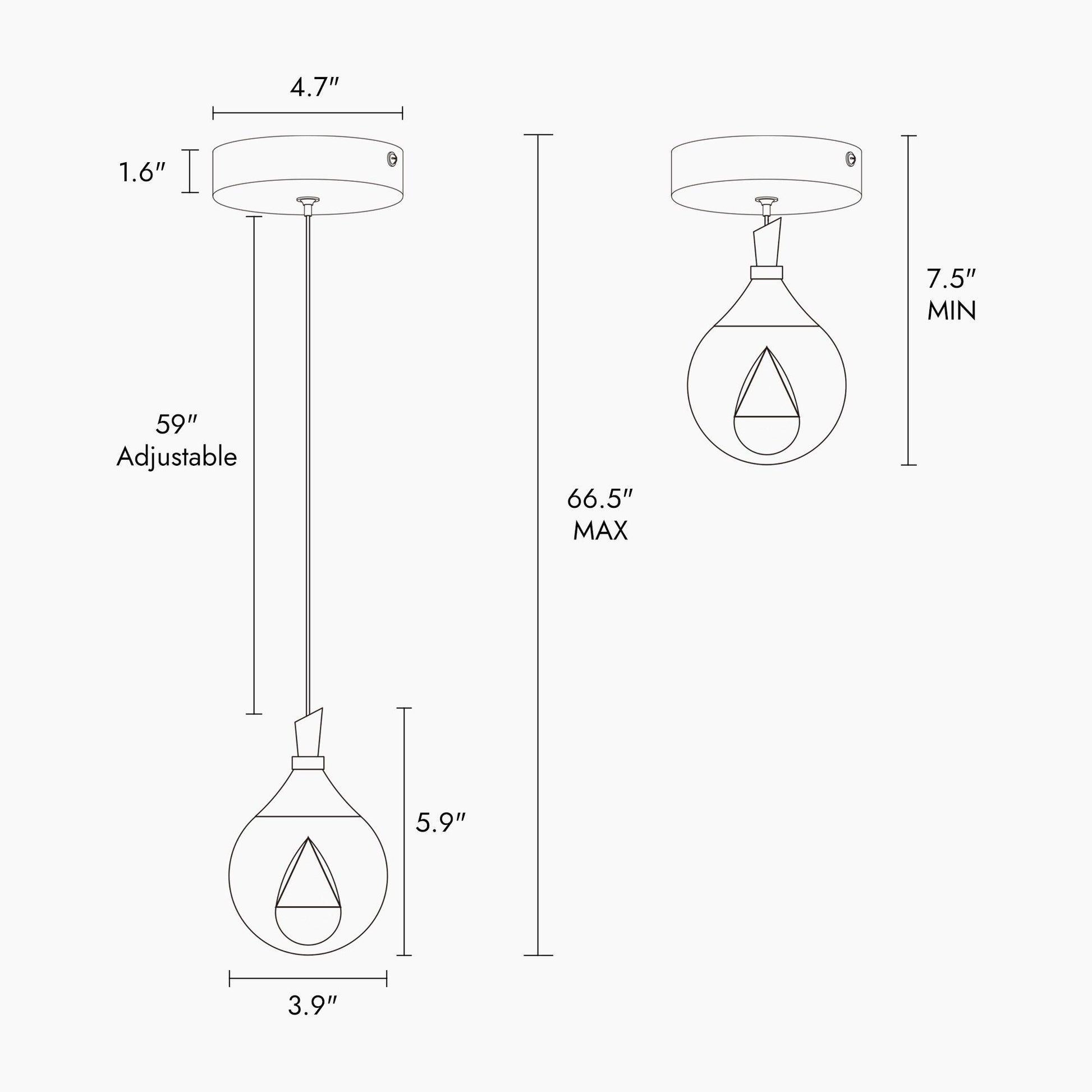 1-Light LED Solid Bubble Crystal Pendant Light - Belles Lighting