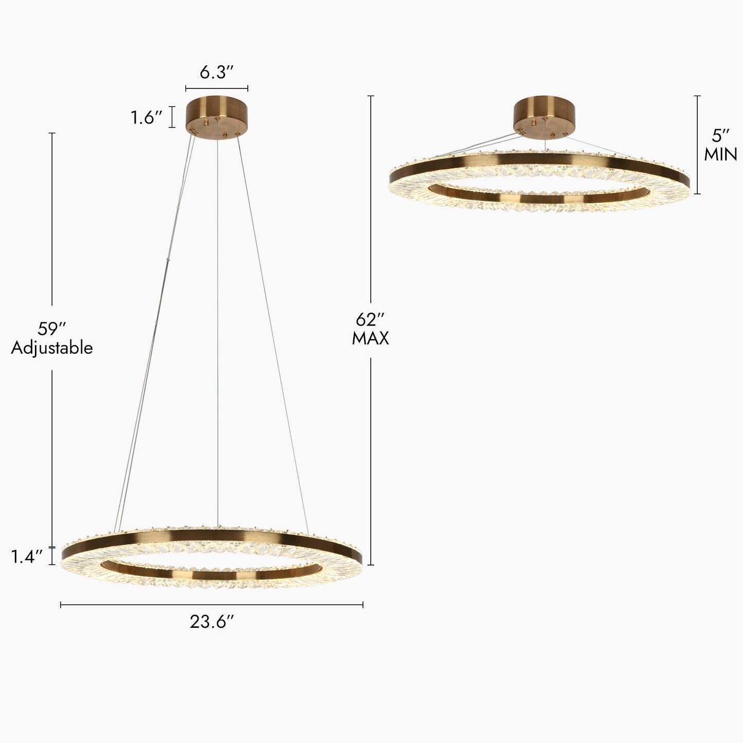 1-Light LED Ring Chandeliers - Belles Lighting