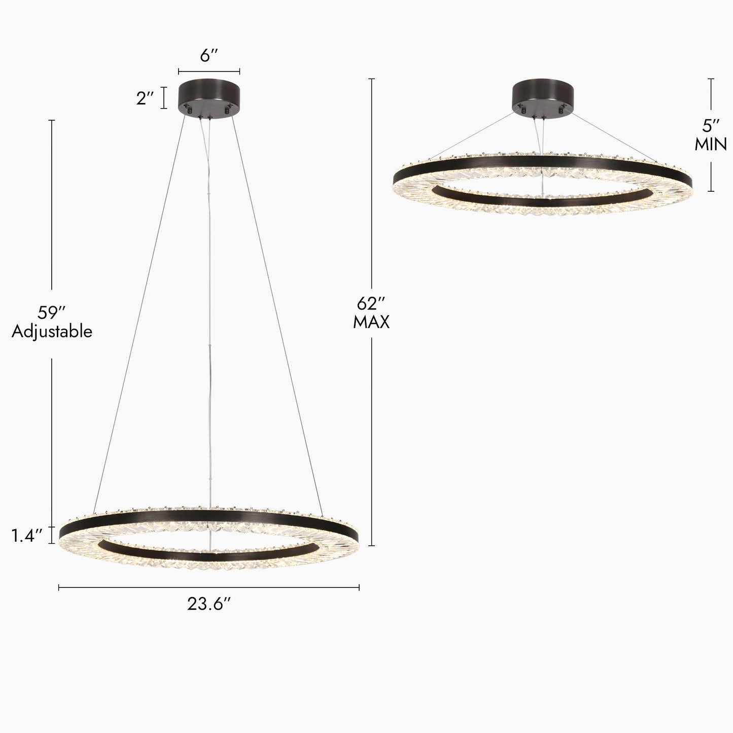 1-Light LED Ring Chandeliers - Belles Lighting