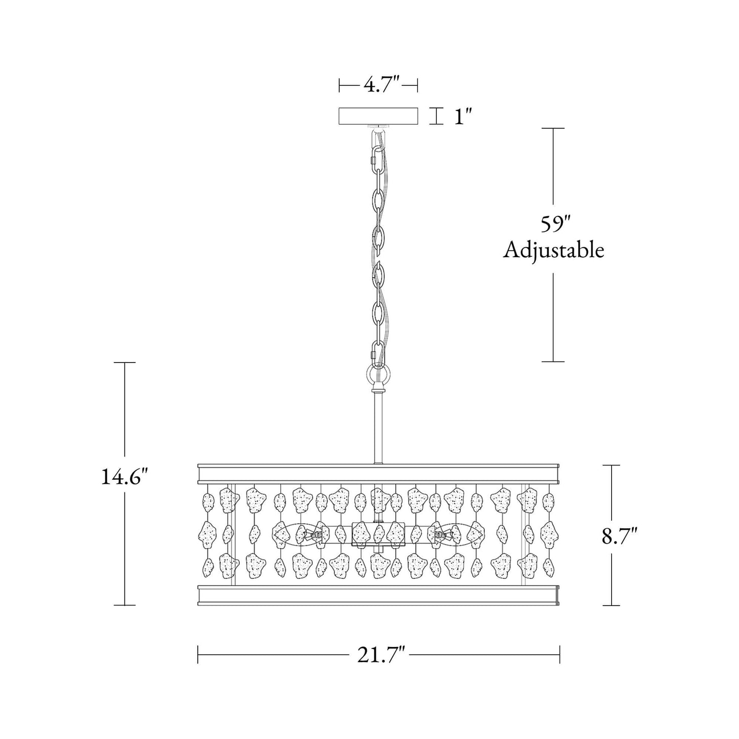 Modern Crystal Beads 6-Light Drum Chandelier