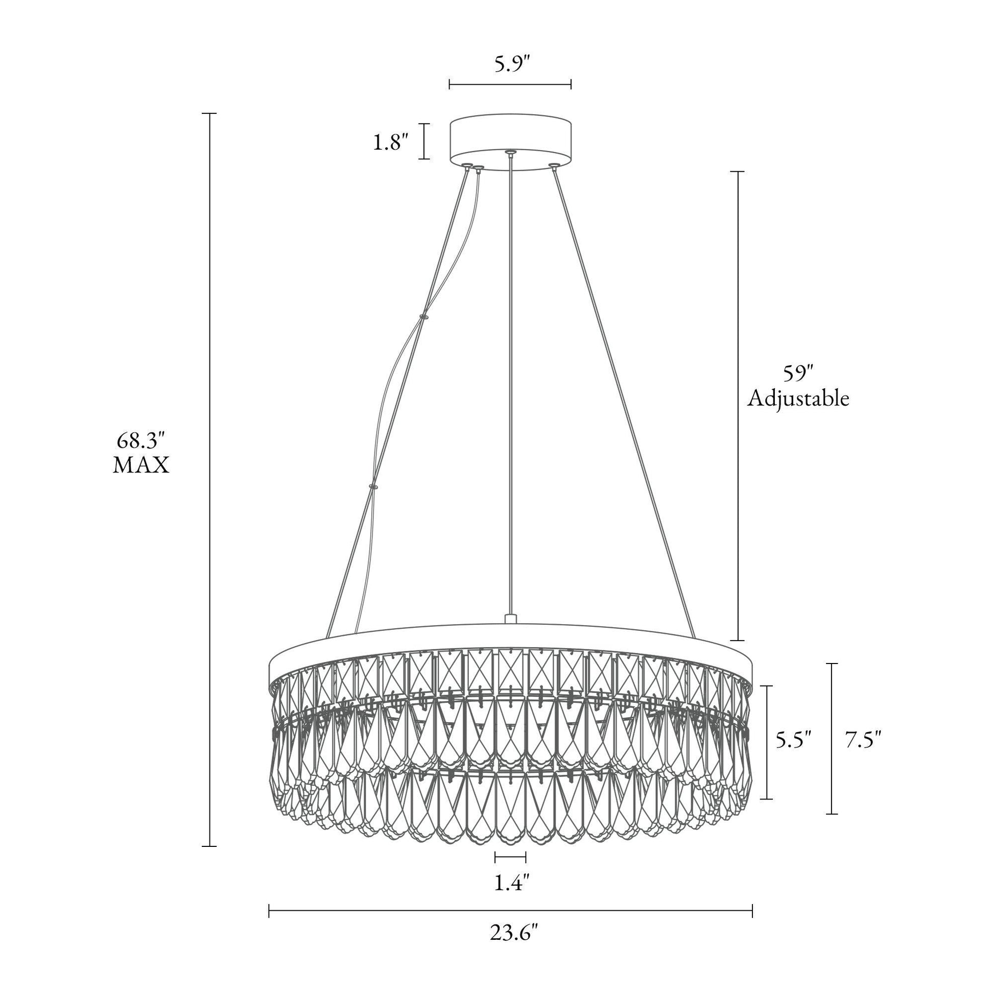 1-Light LED Drum Crystal Chandeliers - Belles Lighting