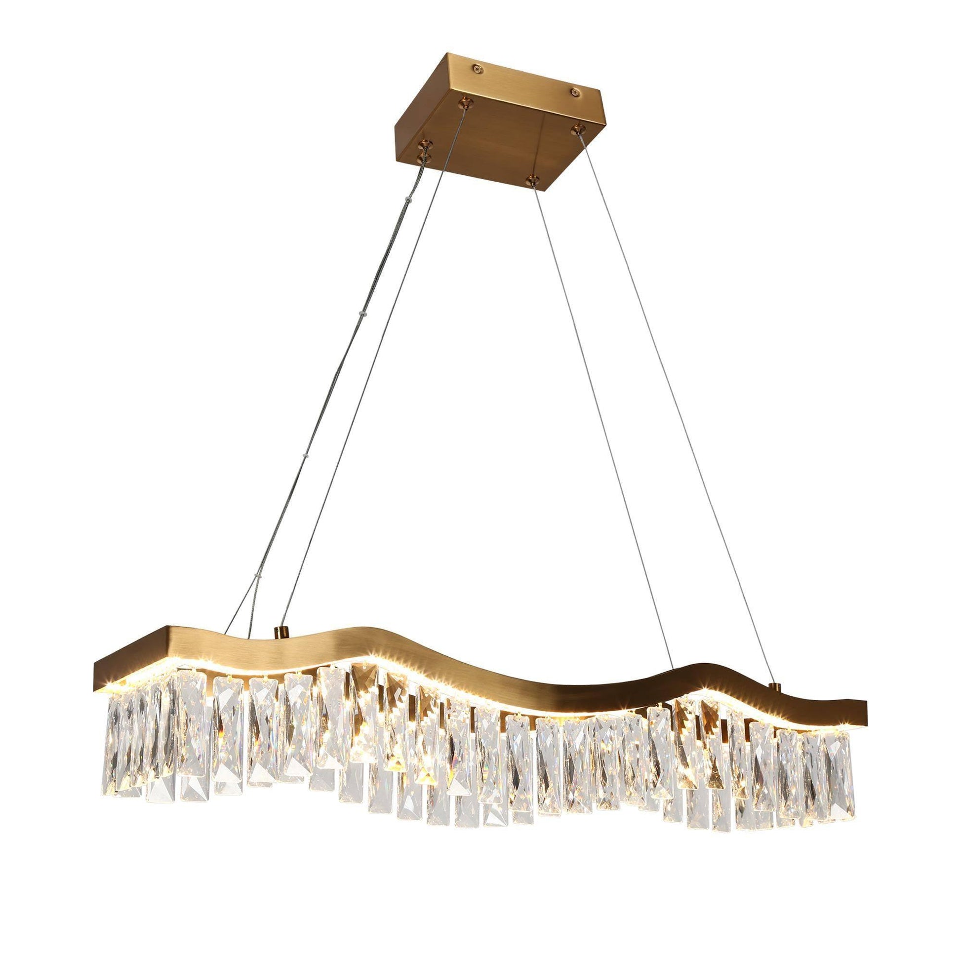 1-Light LED Gold Crystal Island Chandeliers Lights - Belles Lighting