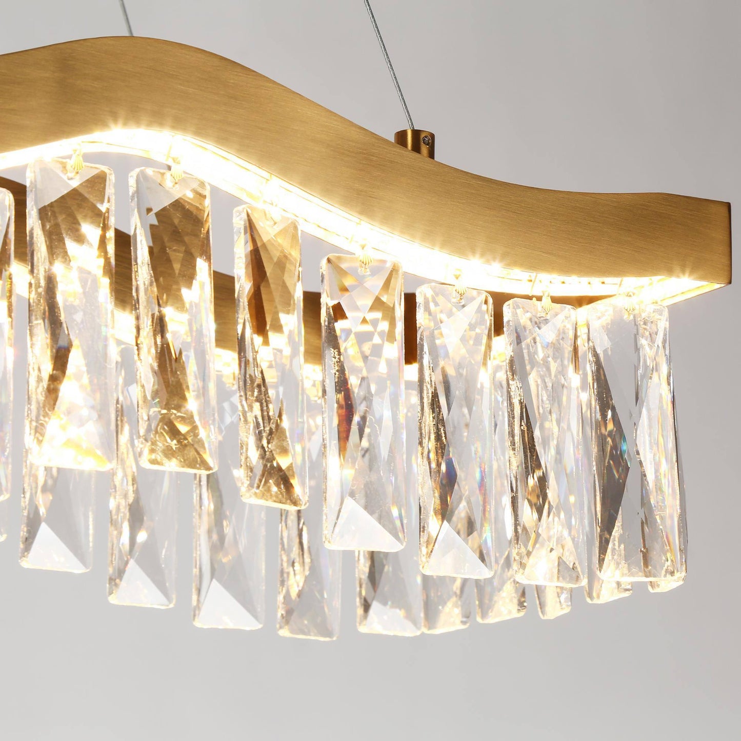 1-Light LED Gold Crystal Island Chandeliers Lights - Belles Lighting