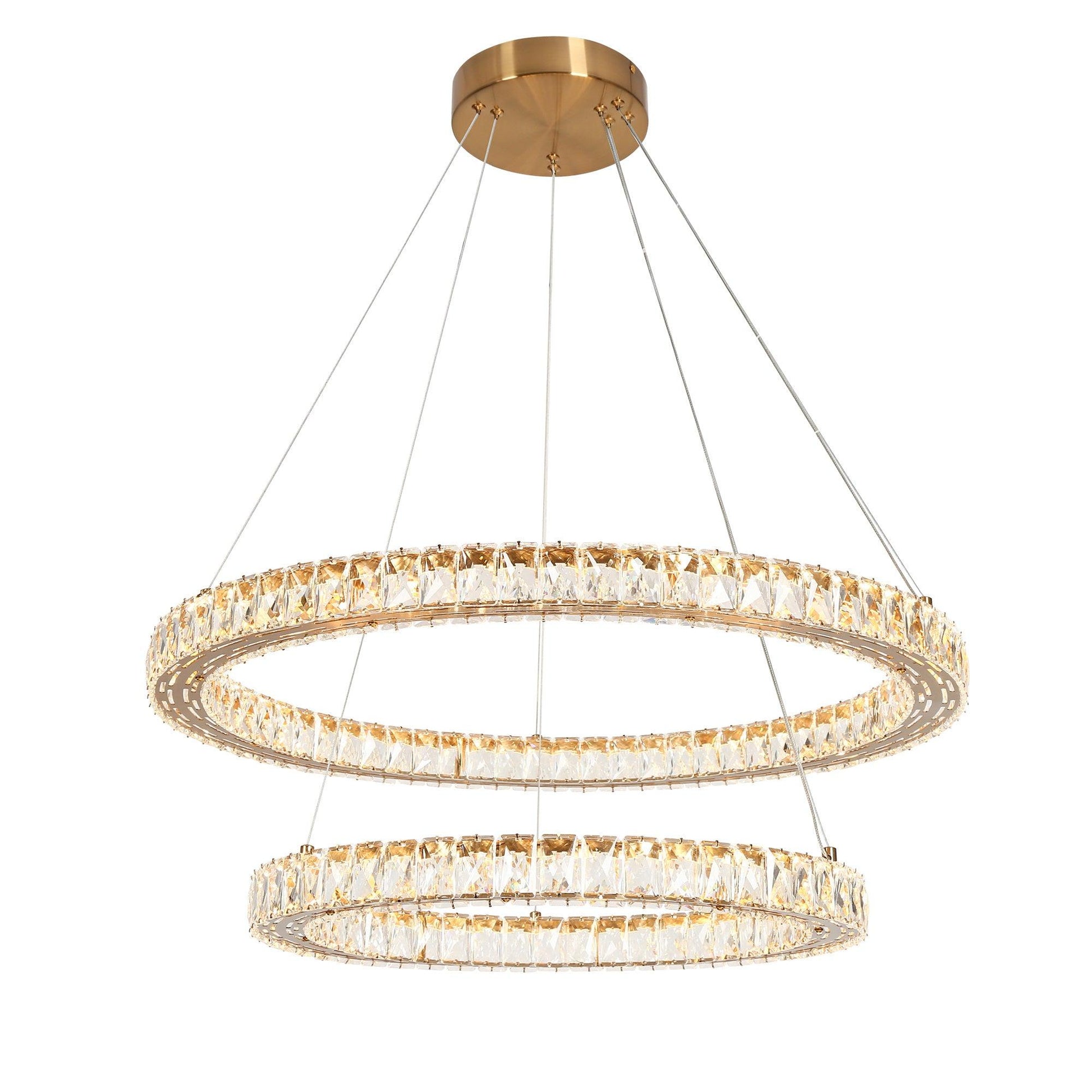 2-Light LED Crystal 2-Tier Chandeliers - Belles Lighting