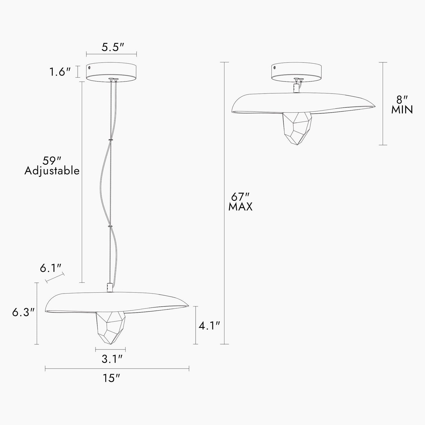 1-Light LED Pendant Lights - Belles Lighting