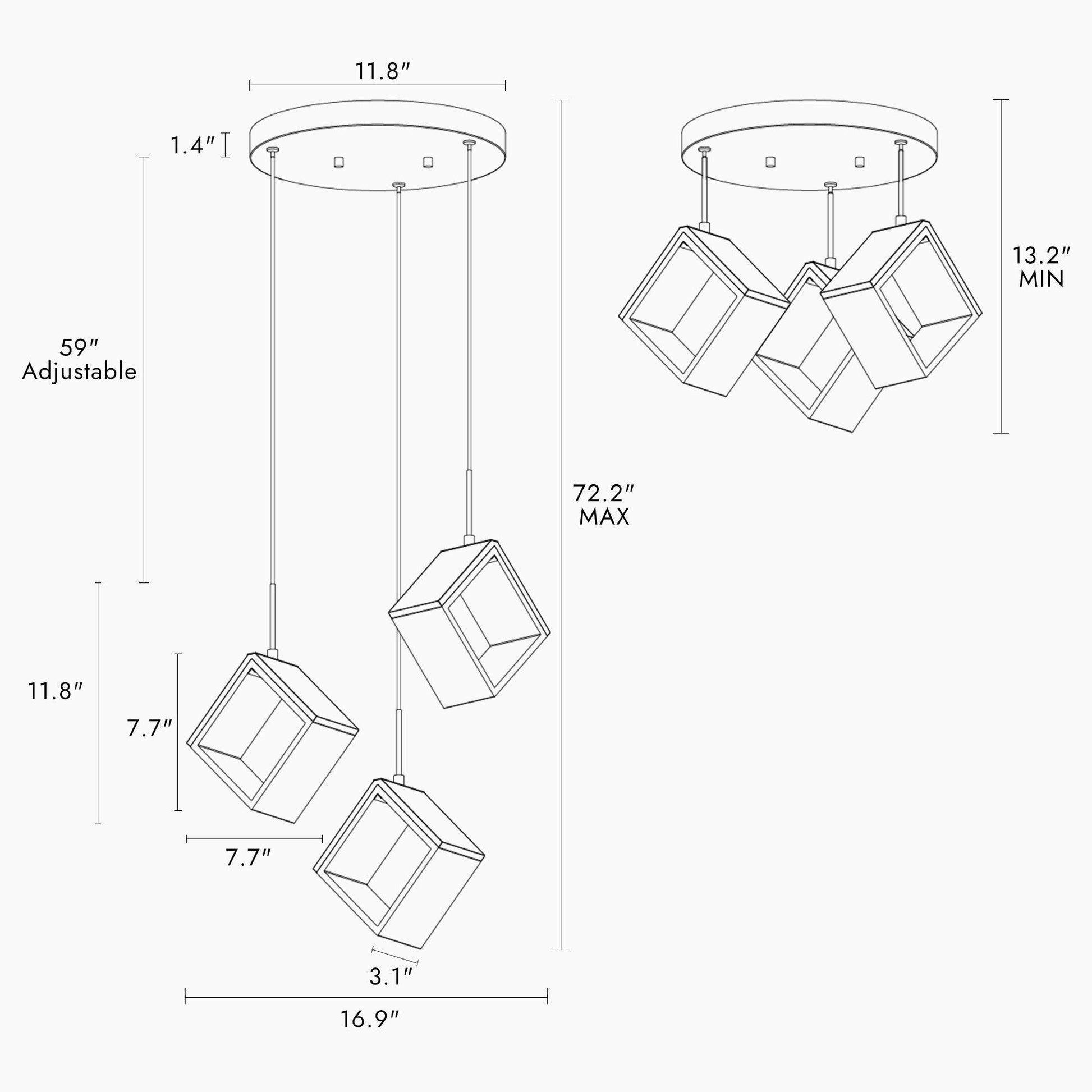 3-Light LED Kitchen Island Chandelier Pendant Cluster - Belles Lighting