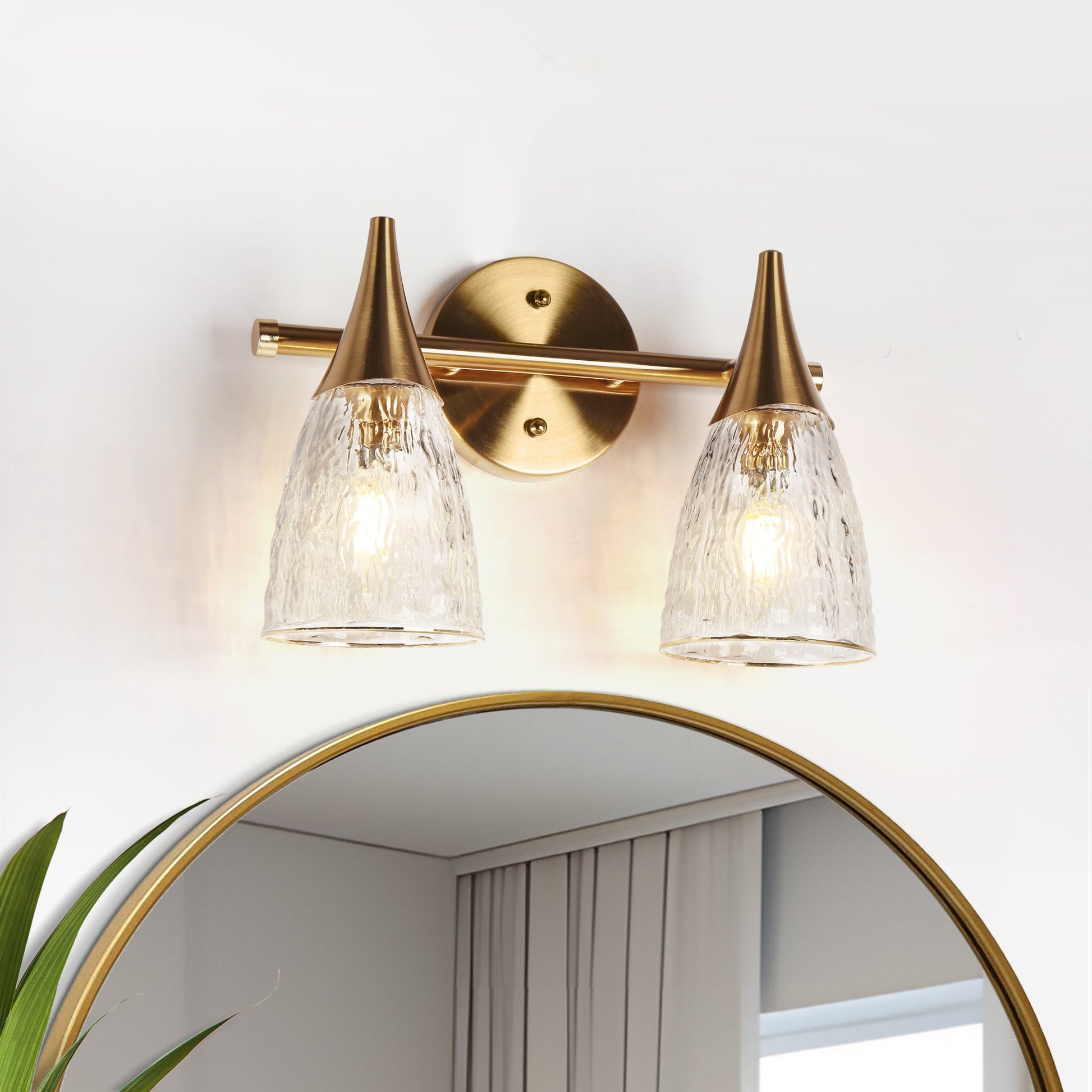 Ruthebic 2-Light Brass Vanity Light