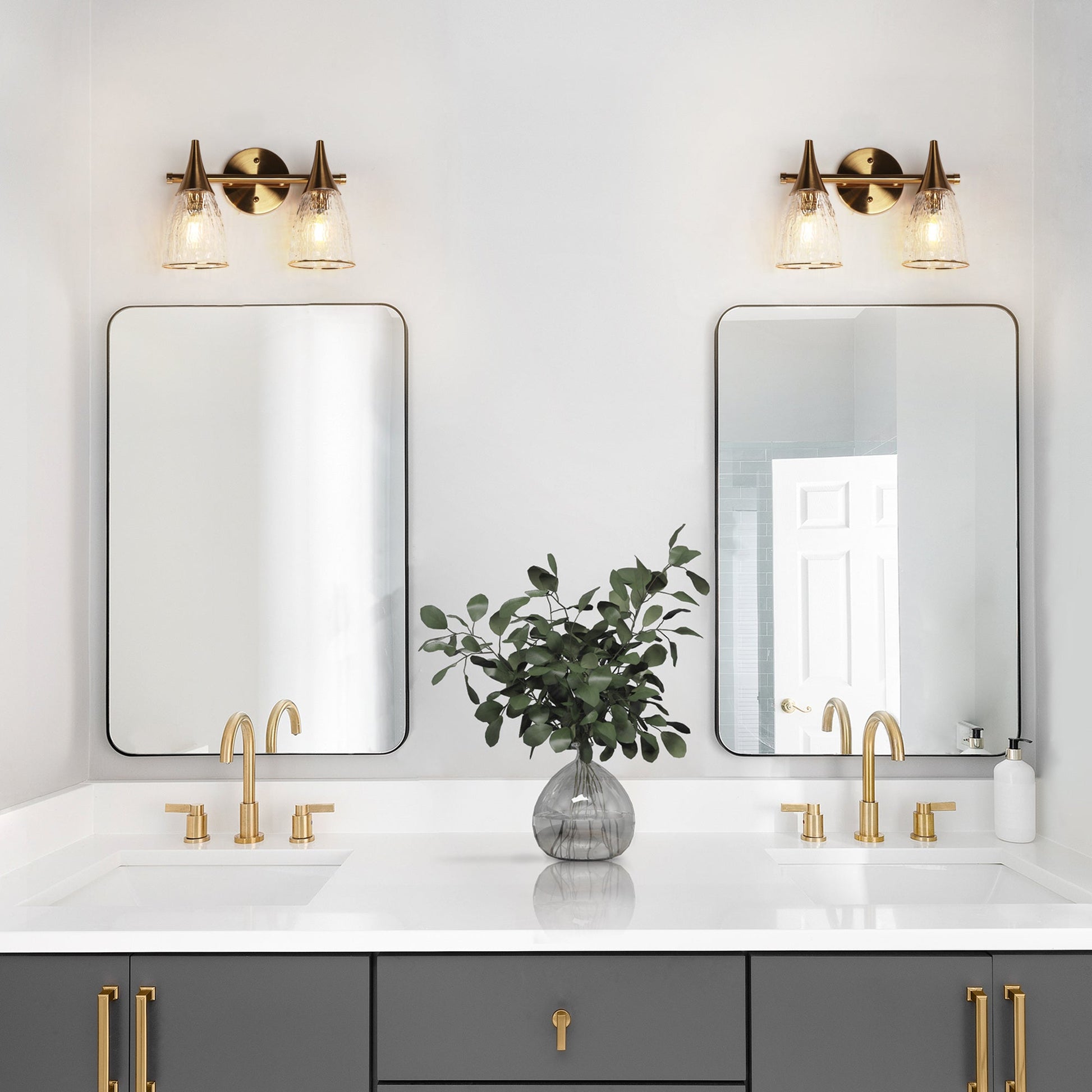 Ruthebic 2-Light Brass Vanity Light