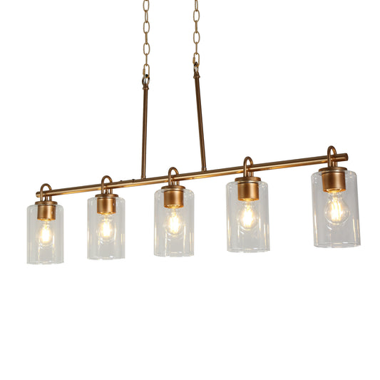 Modern 5-Light Gold Glass Island Light Chandelier