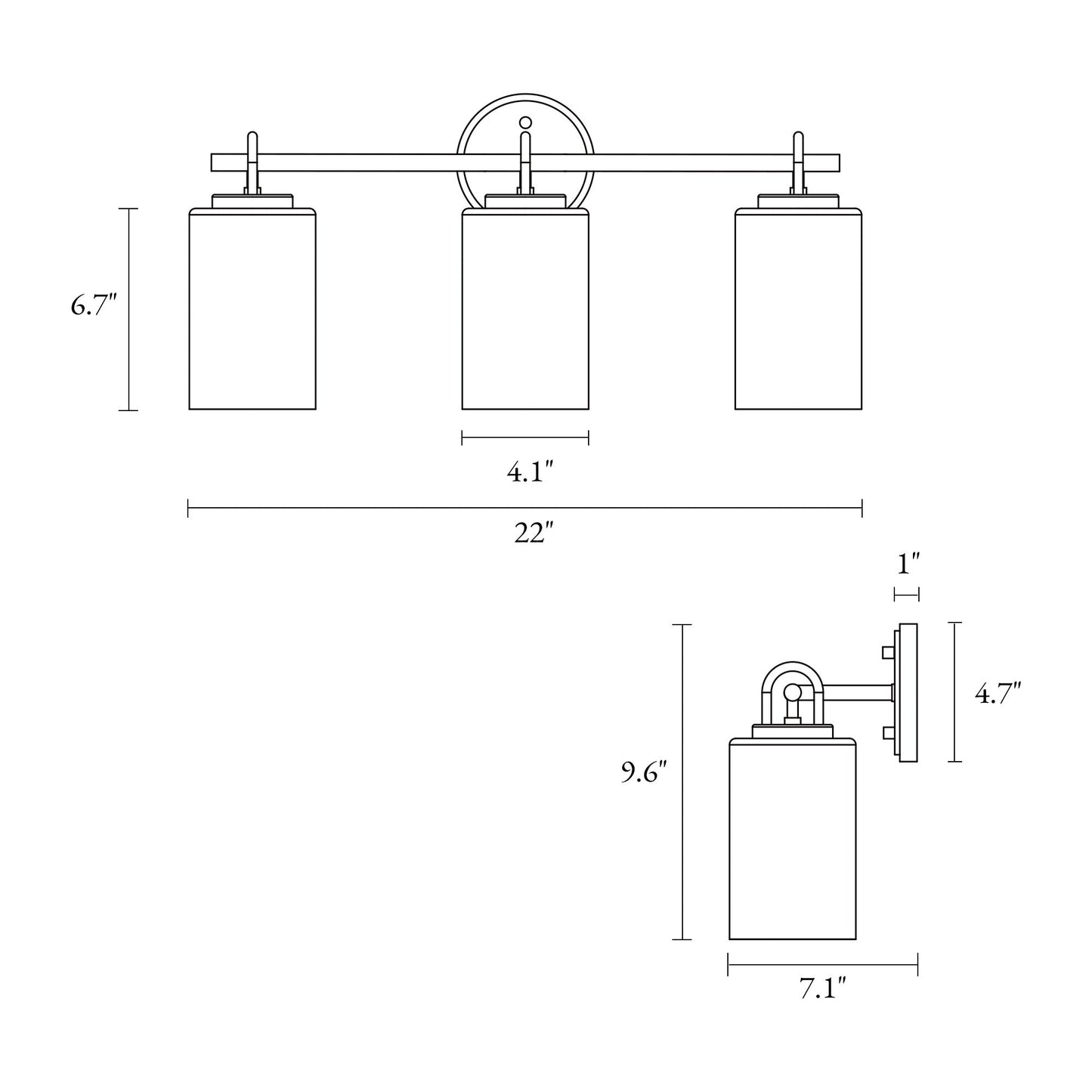 Naturestrl 3-Light Black Vanity Light