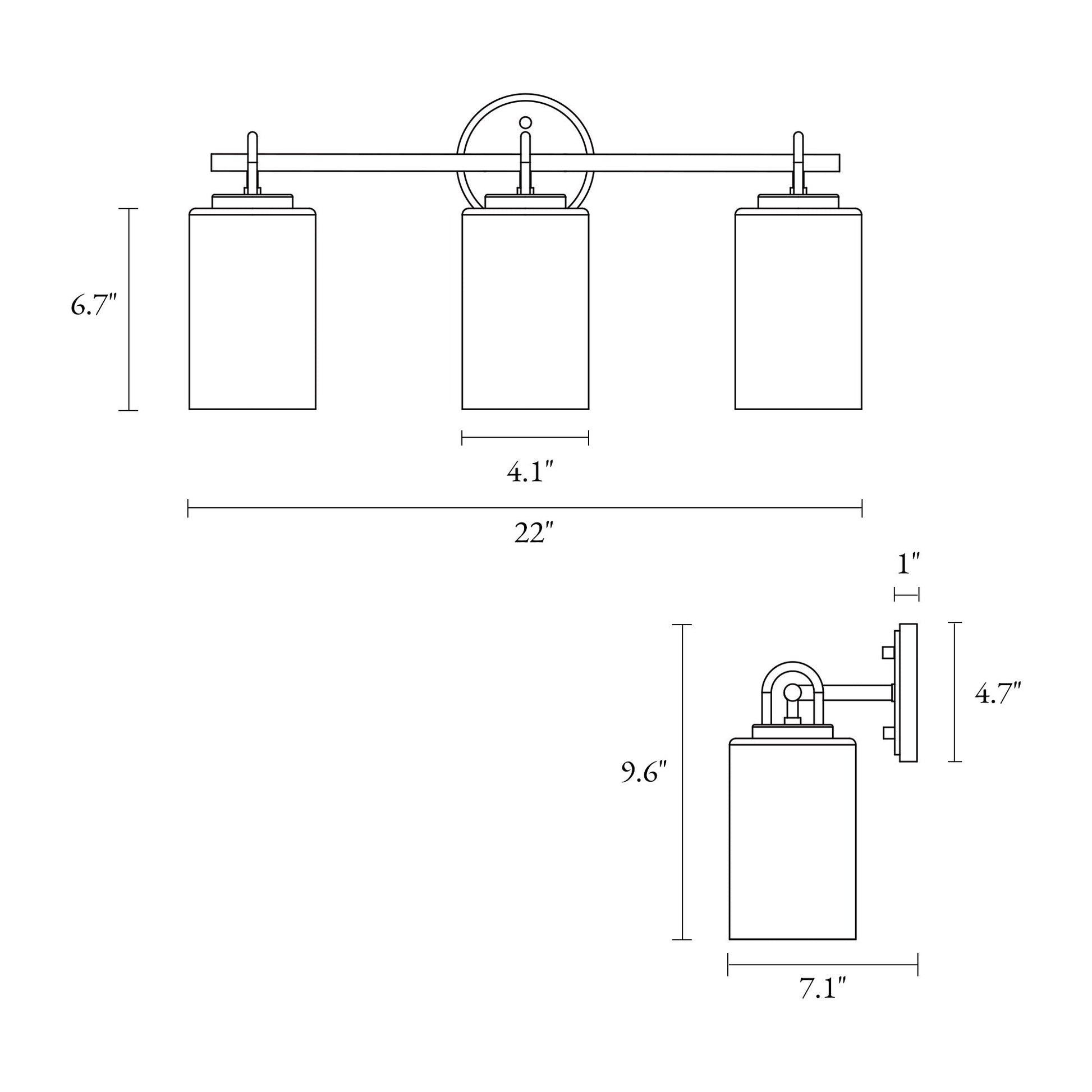 Naturestrl 3-Light Black Vanity Light