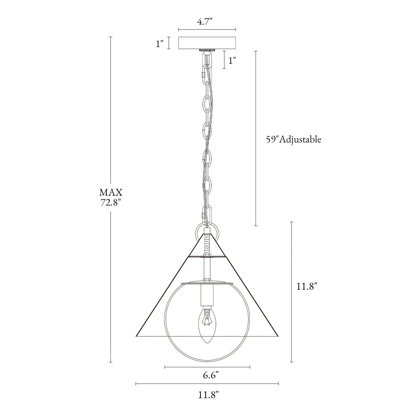 1-Light Pendant Light with Frosted Glass Shade - Belles Lighting