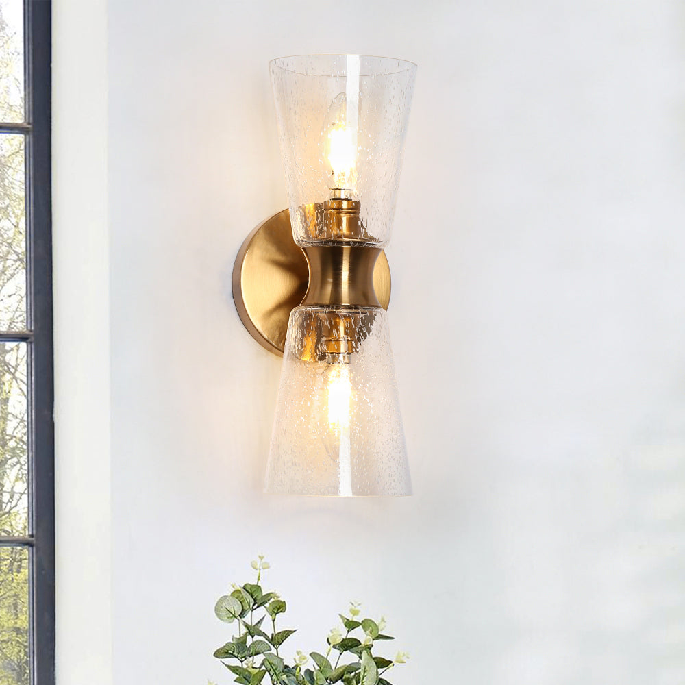 Edvuwaii 2-Light Modern Gold Seeded Glass Wall Sconces Light