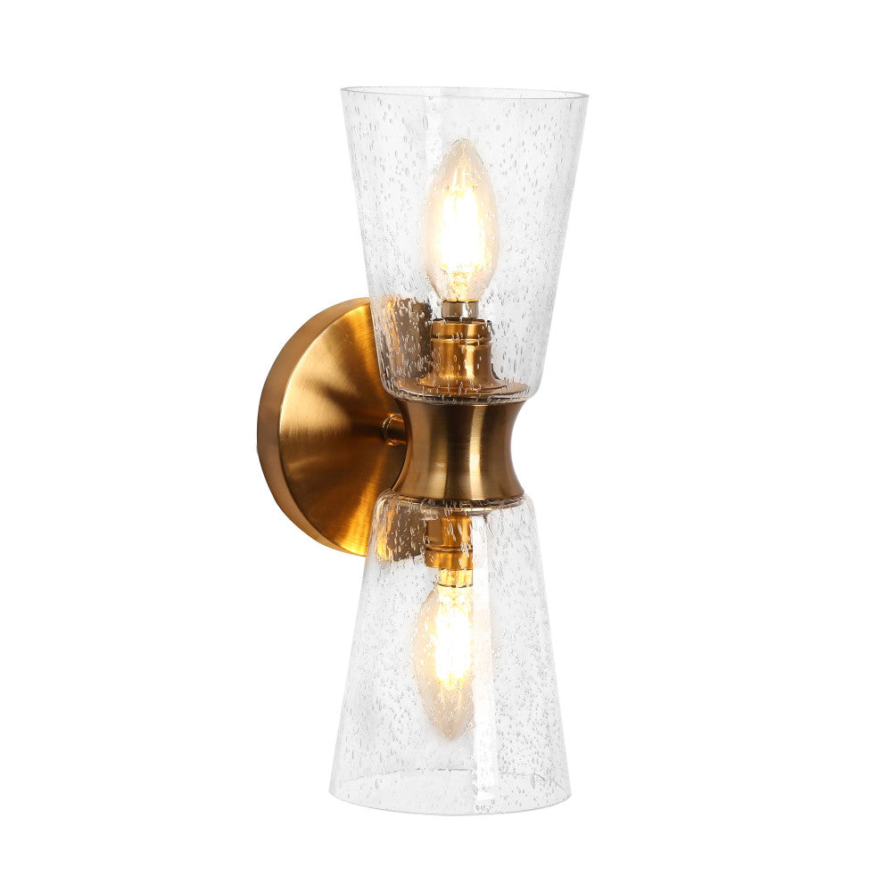 Edvuwaii 2-Light Modern Gold Seeded Glass Wall Sconces Light