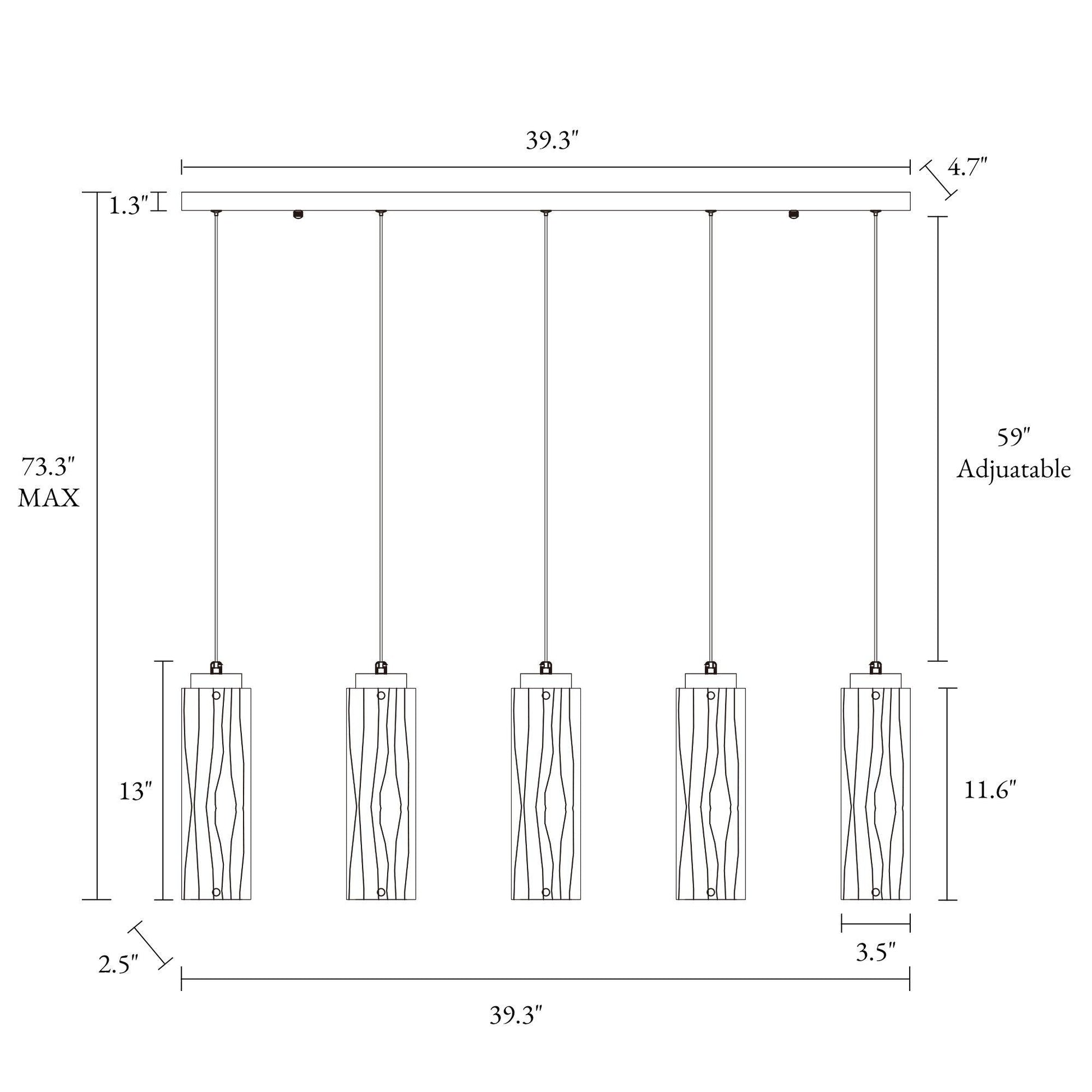 5-Light LED Kitchen Island Linear Chandelier - Belles Lighting