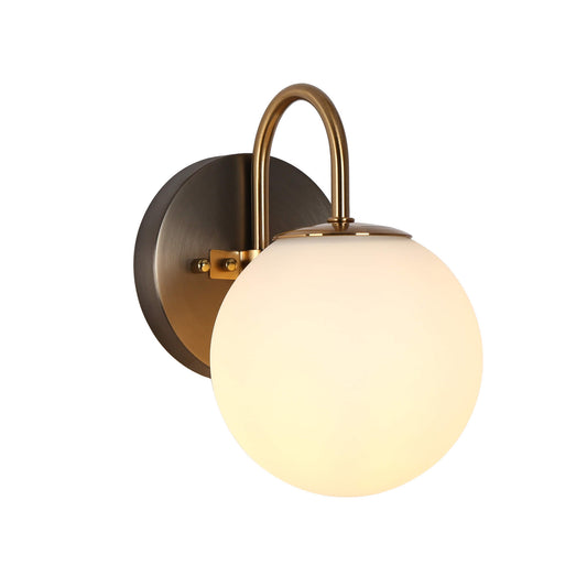 Modern 1-Light Globe Wall Sconce with Opal Glass Shade