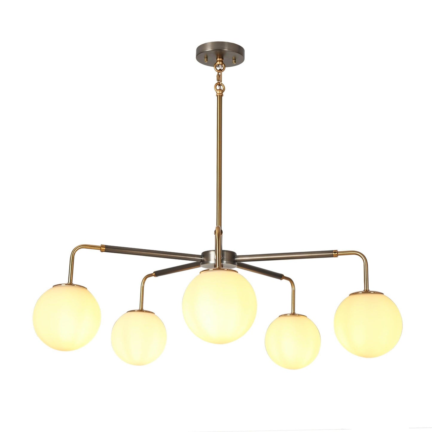 5-Light Gold Black Frosted Glass Wheel Chandeliers - Belles Lighting