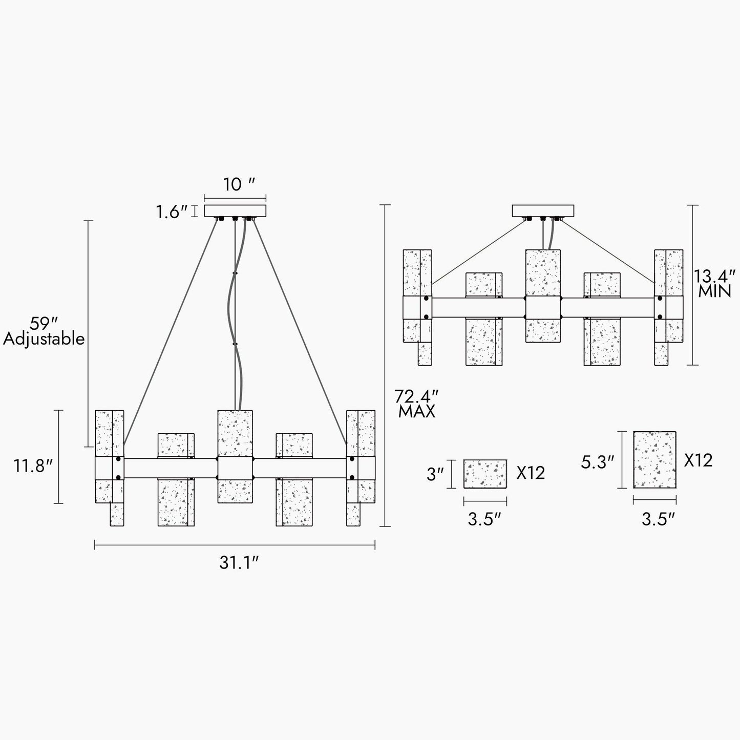 24-Light LED Glass Chandelier - Belles Lighting