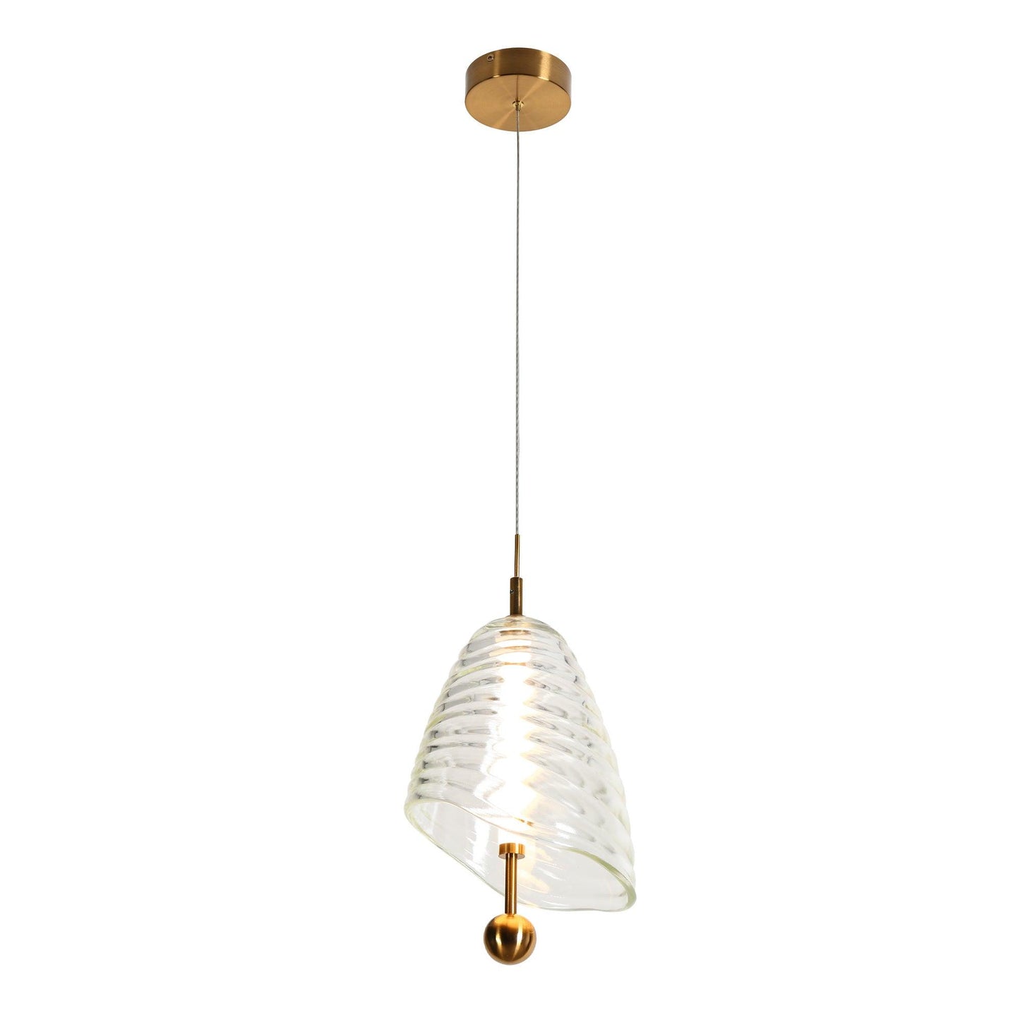 1-Light LED Resin Pendant Light Brass - Belles Lighting