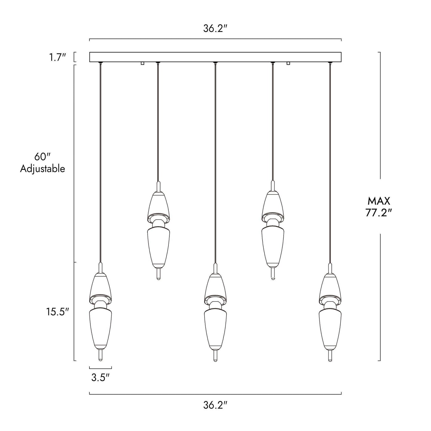 5-Light LED Chandeliers Island Lights - Belles Lighting