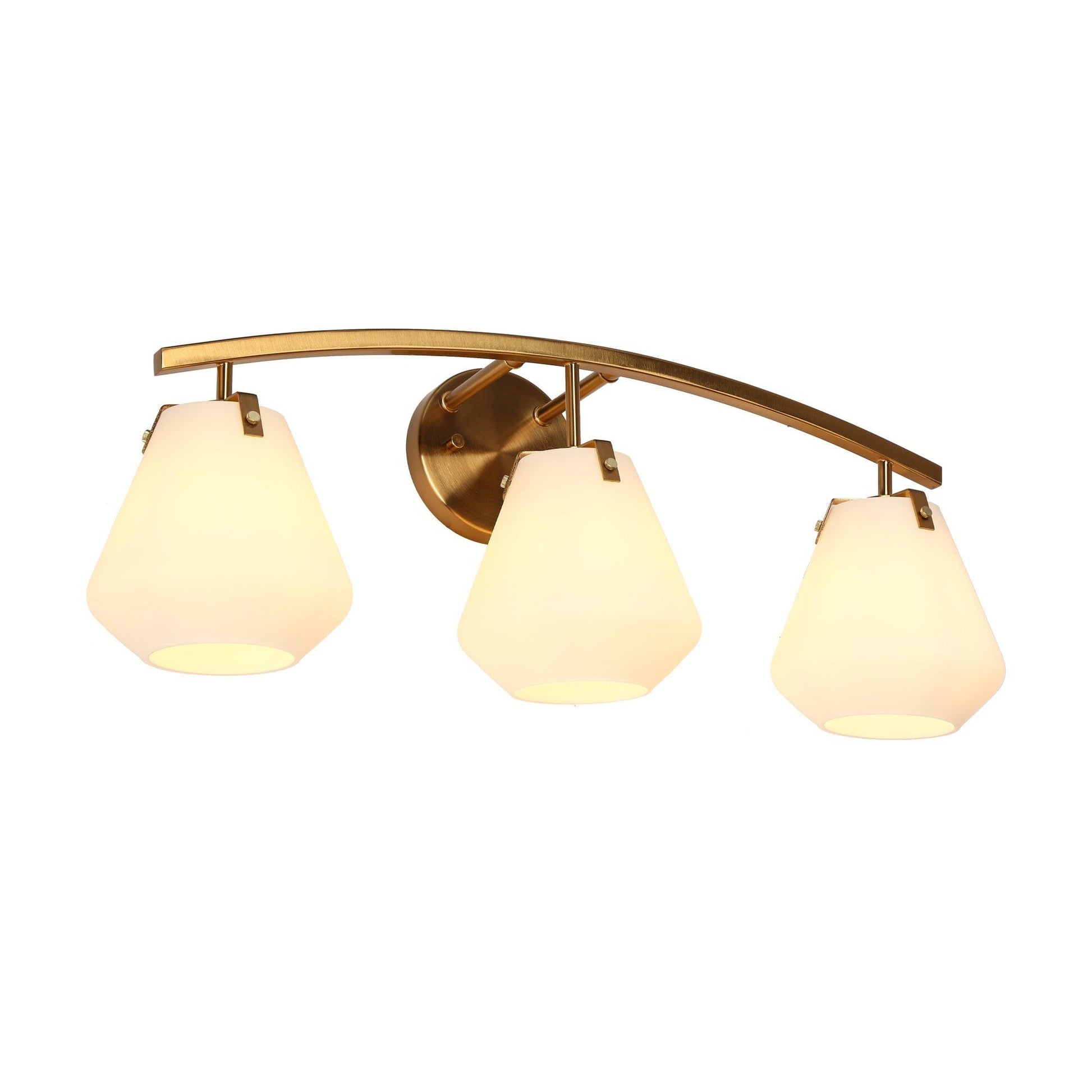 3-Light Gold Bath Vanity Light with Frosted Glass - Belles Lighting