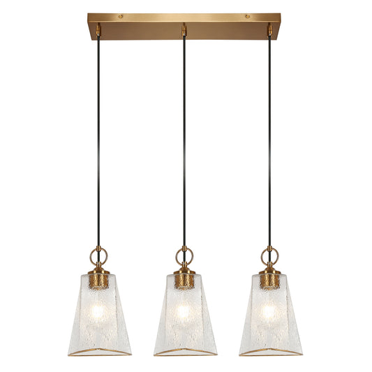 Modern 3-Light Gold Island Lights Chandelier with Tapered Glass Shades