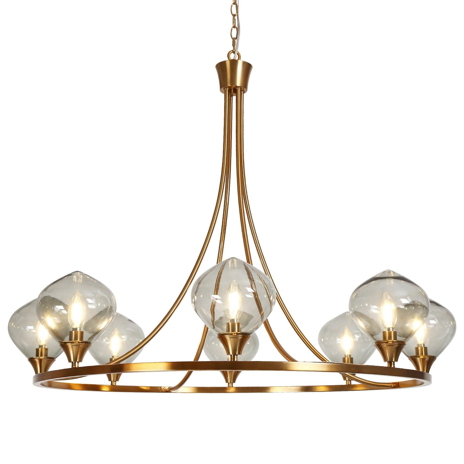 8-Light Gold Glass Wheel Chandeliers - Belles Lighting