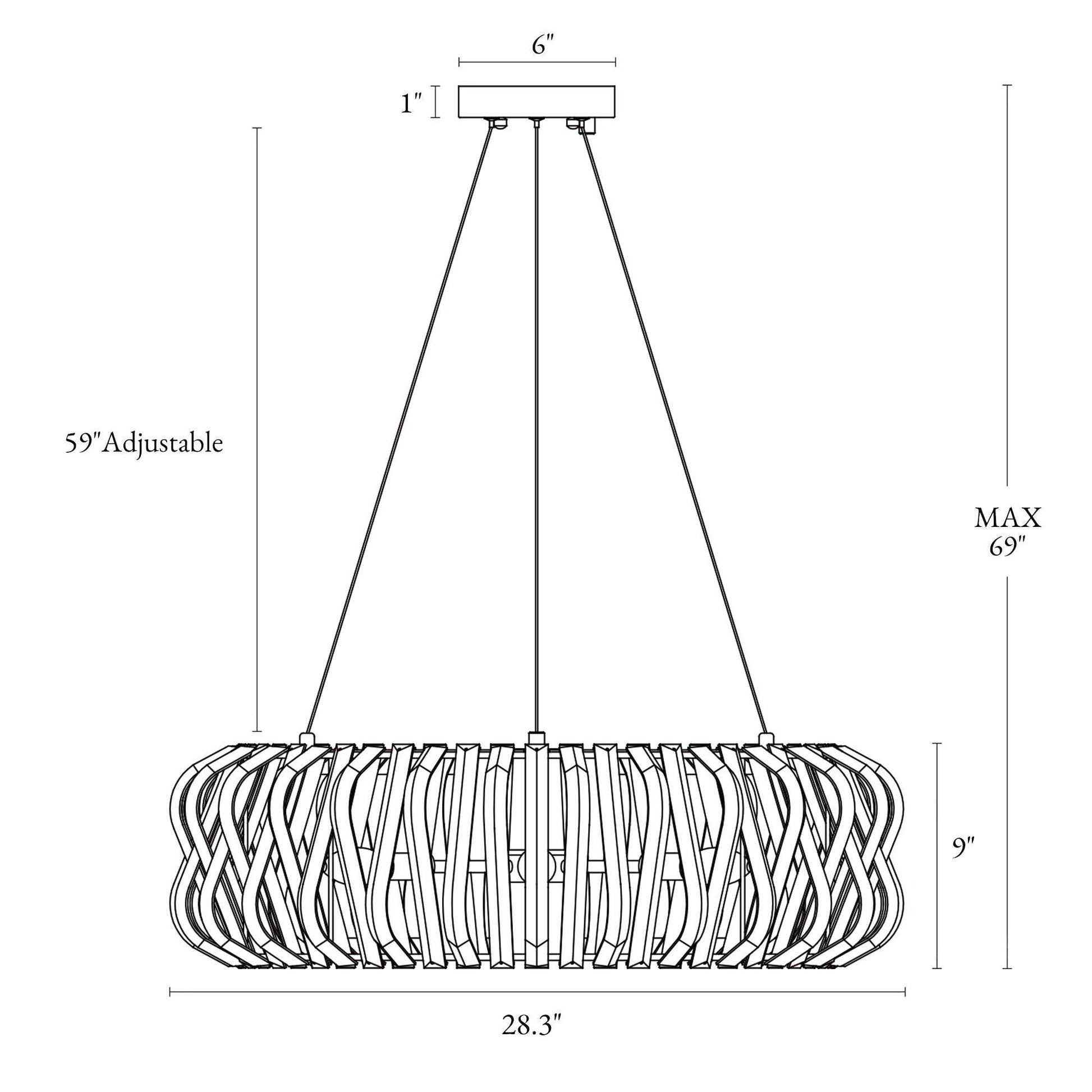 6-Light Drum Crystal Chandelier Lights - Belles Lighting