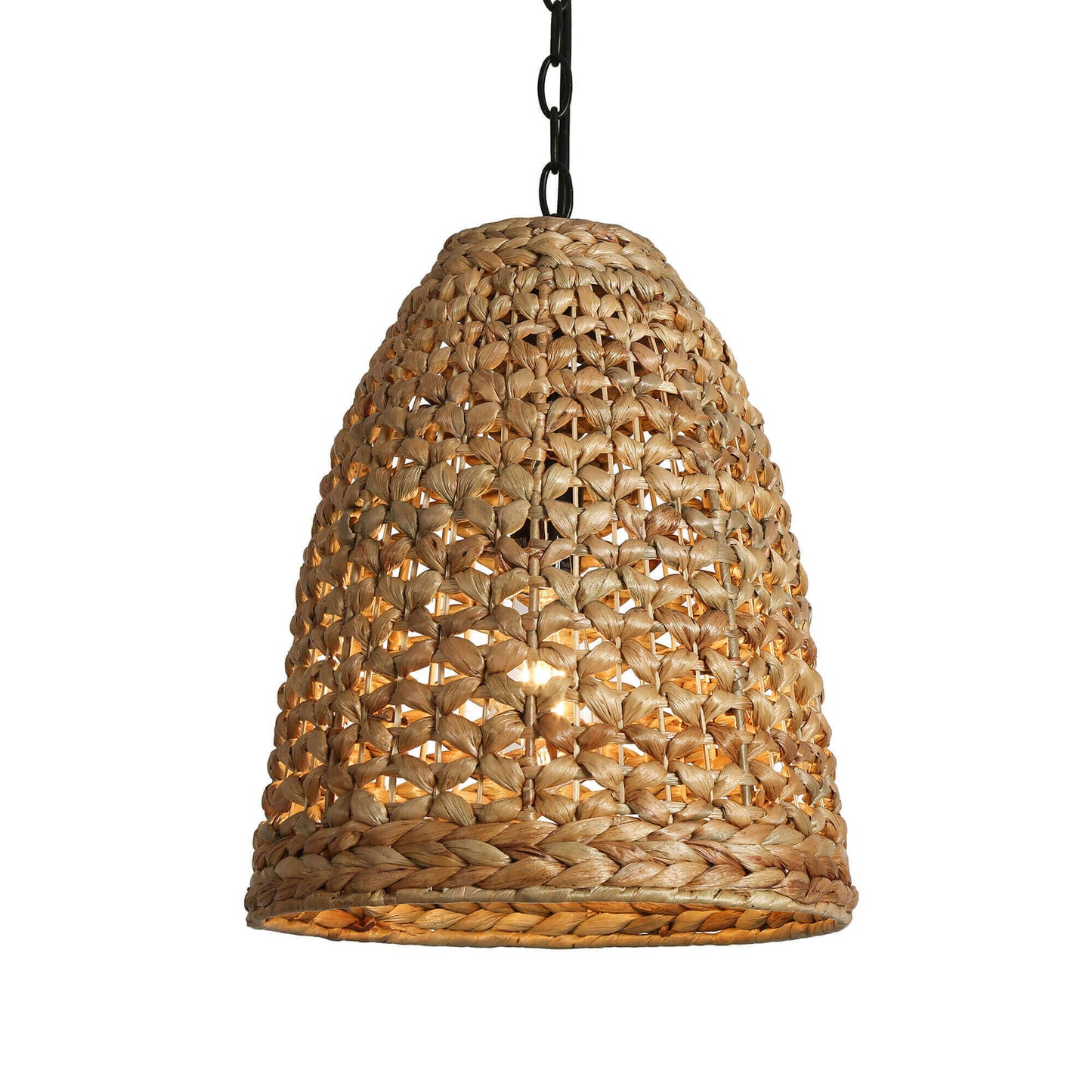 Farmhouse 1-Light Bell Coastal Rattan Pendant Light