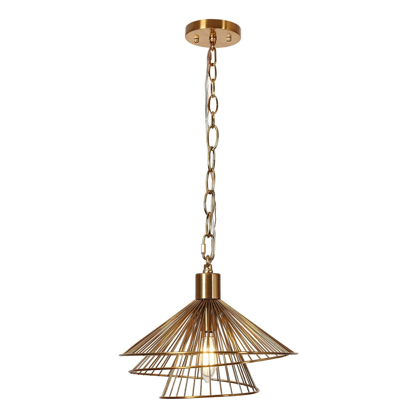 1-Light Gold Geometric Pendant Light - Belles Lighting