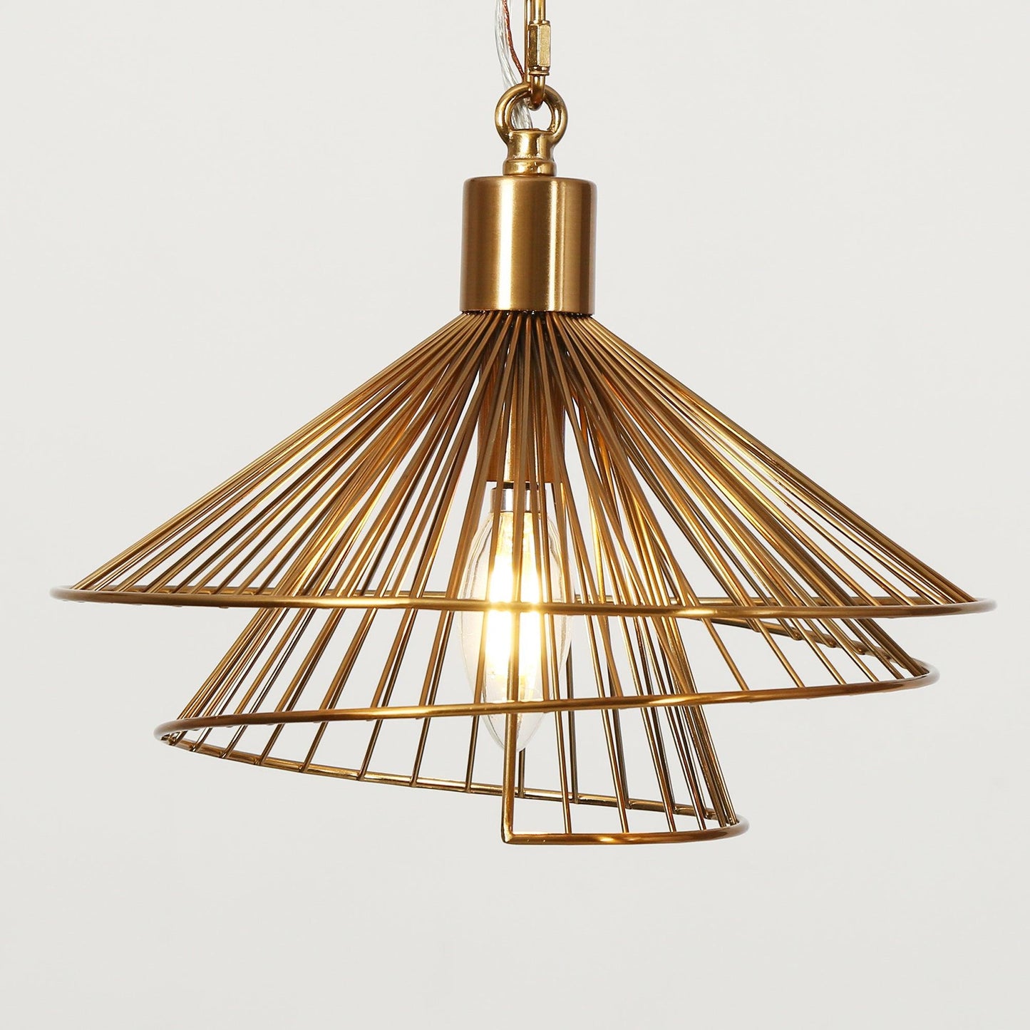 1-Light Gold Geometric Pendant Light - Belles Lighting