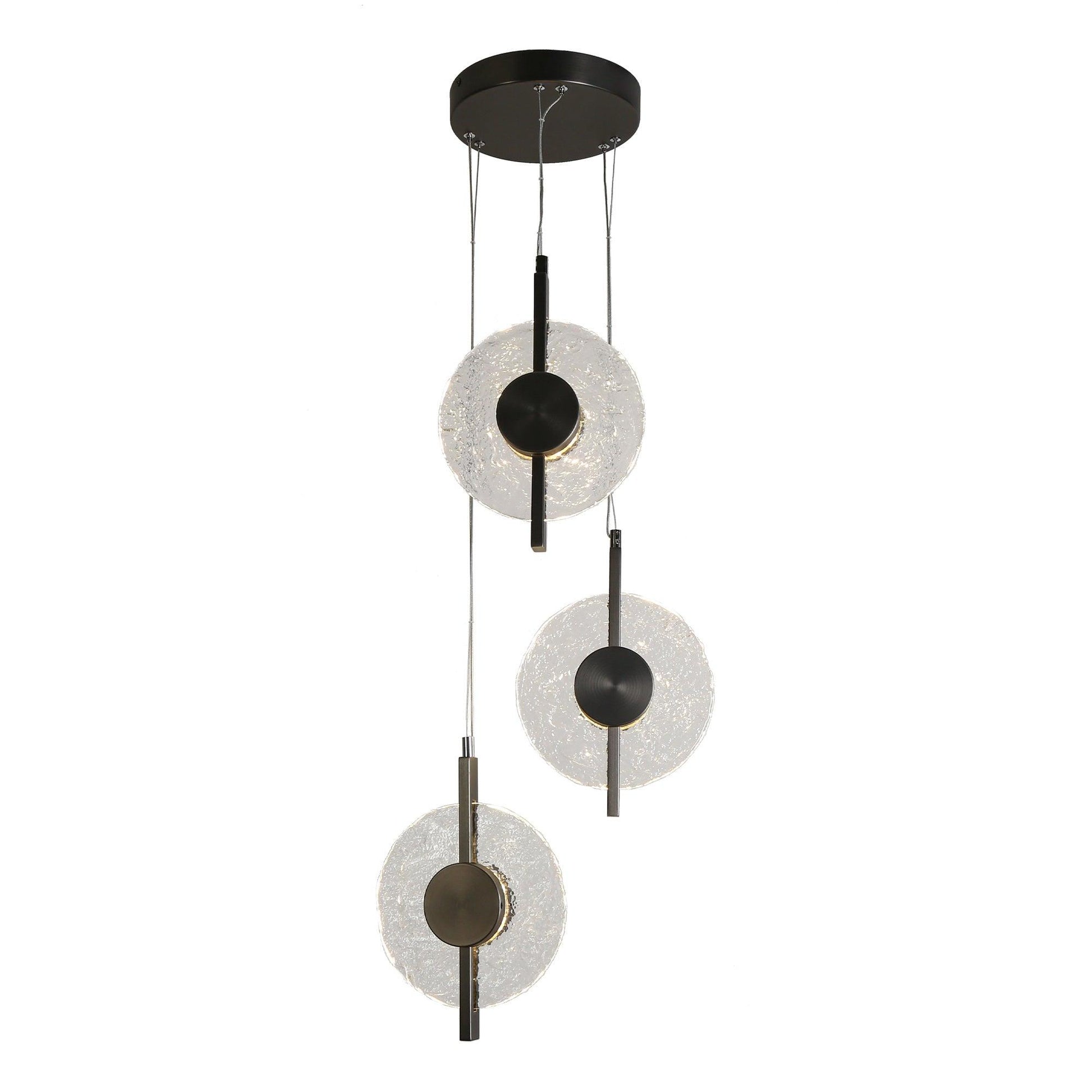 3-Light LED Black Cluster Glass Pendant Light - Belles Lighting