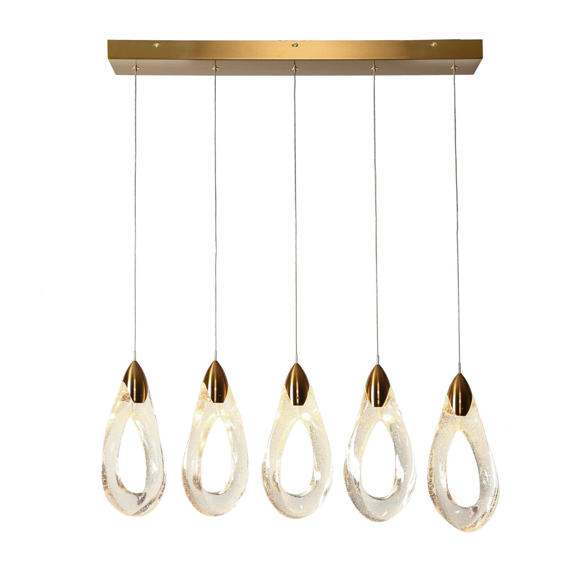 5-Light Gold LED Resin Kitchen Island Chandeliers Lights - Belles Lighting